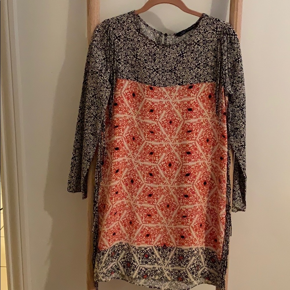 Zara Woman Long Sleeve Dress with Fringe